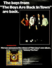 1976 Thin Lizzy "Johnny The Fox" Release Music Industry Promo Reprint Ad