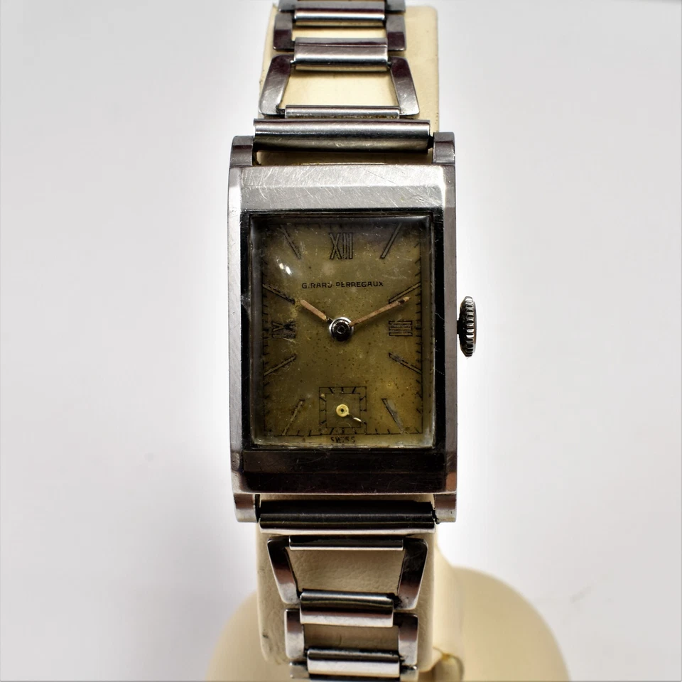 1930 年代罕见复古 Girard Perregaux 带非常不寻常的手镯 — 第 3/4 张图片