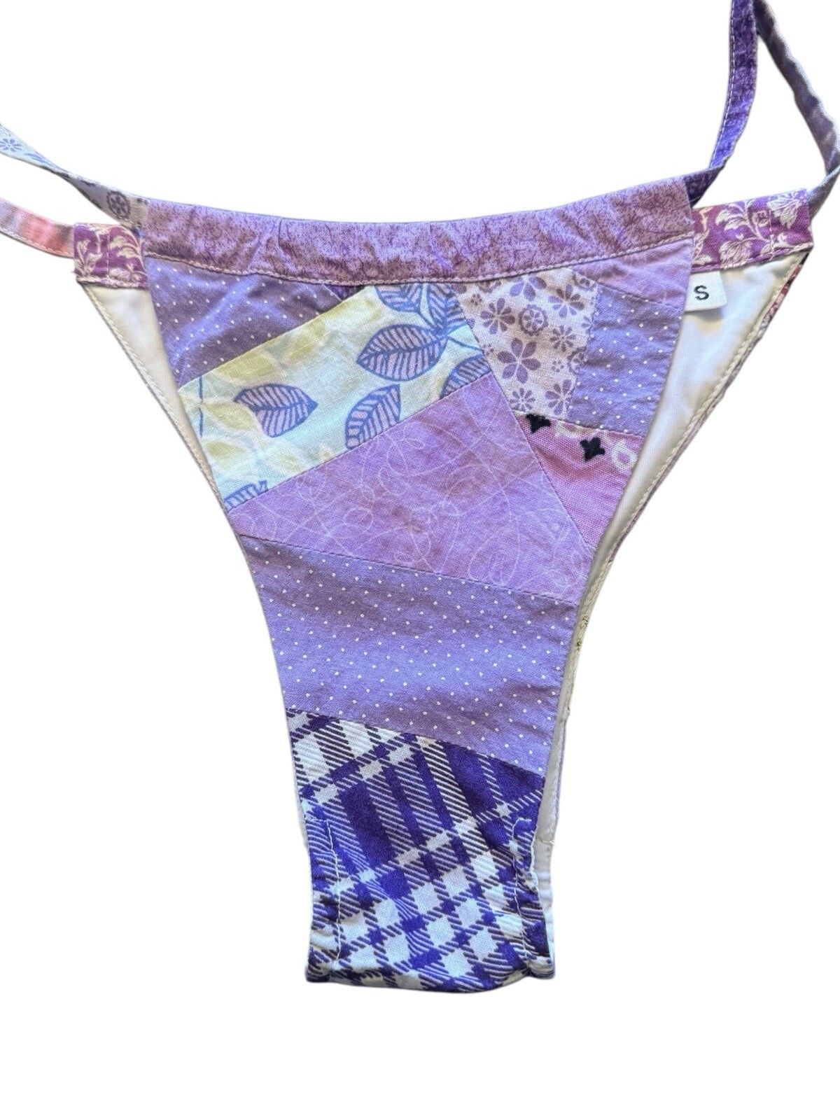 Aaron Asunsolo Purple Multi Patchwork String Biki… - image 14