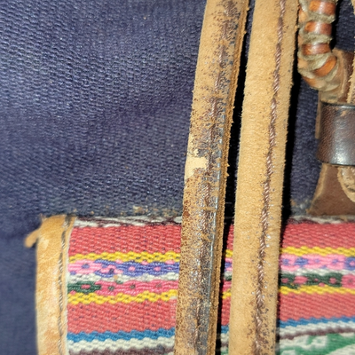 Vintage BHL Leather Ethnic Aztec Woven Wool Backpack | eBay.de display picture 1