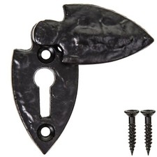 KEYHOLE DOOR LOCK SWING COVER Black Escutcheon Cast Iron Antique Shield Mortise