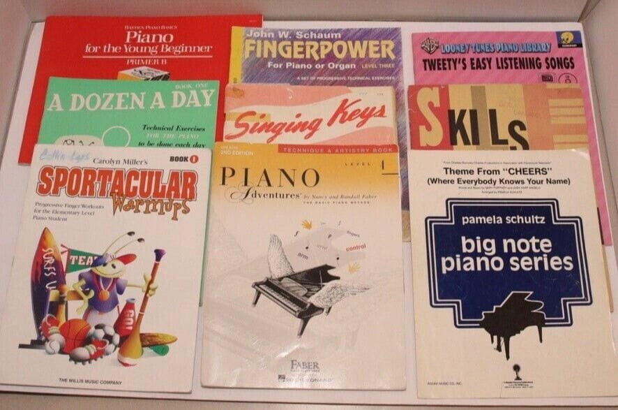 Piano Books Sheet Music Books Beginner Level Easy Play Practice Vintage Lot of 9