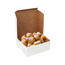 MT Products White Pastry Box - 6" x 6" x 3" Bakery Boxes No-Window - Pack of 15