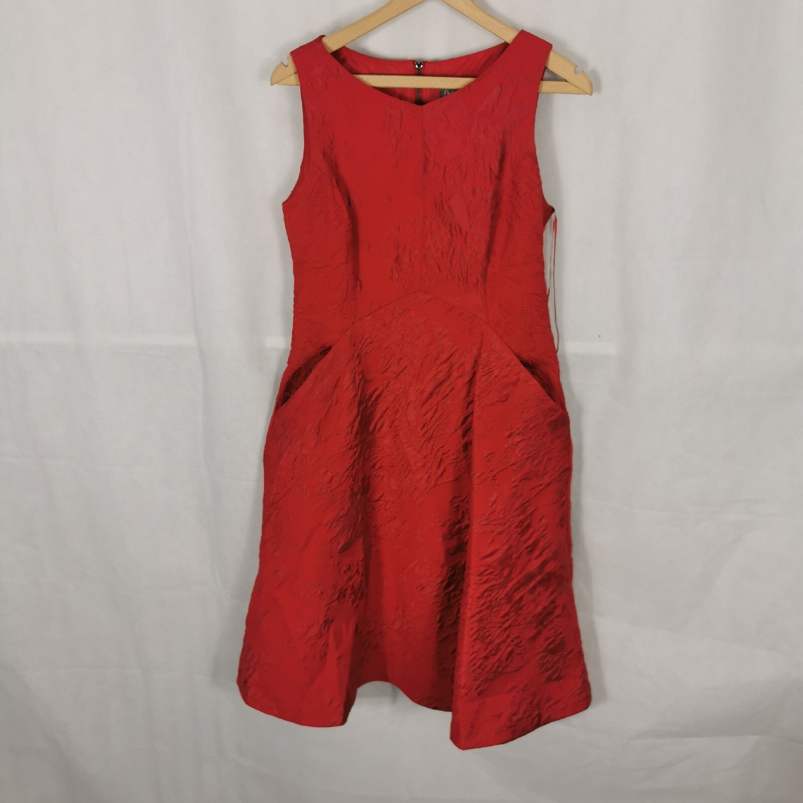 Ladies Dress Size 14 PHASE EIGHT Red Textured A Line Pockets Party