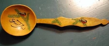 Antique Primitive HANDCARVED WOODEN SPOON Birds/Spruce GOD JUL Swedish Christmas