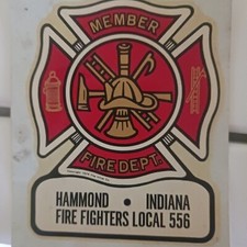 VTG 1974 Sticker Decal Hammond Firefighters Local 556 The Hines Co Key West FL