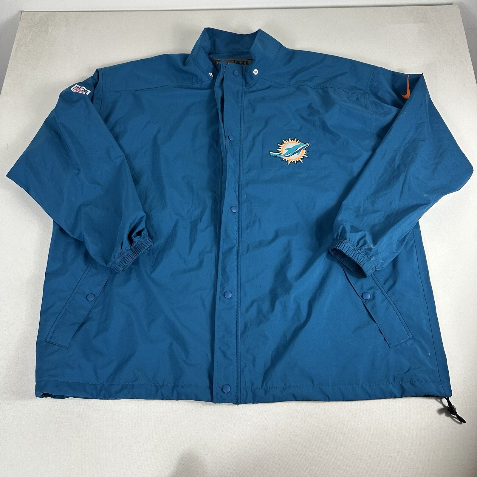 SACAI X NIKE NIKE MIAMI DOLPHINS BLU GIACCA ANTIPIOGGIA FULL ZIP SENZA CAPPUCCIO STACCABILE NFL UOMO 4XL
