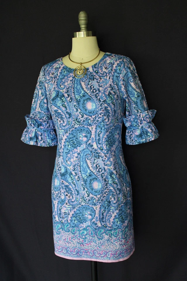 Lilly Pulitzer Fiesta Stretch Dress Purple Iris Hello Sunshine mod paisley 0 - Image 3 of 4