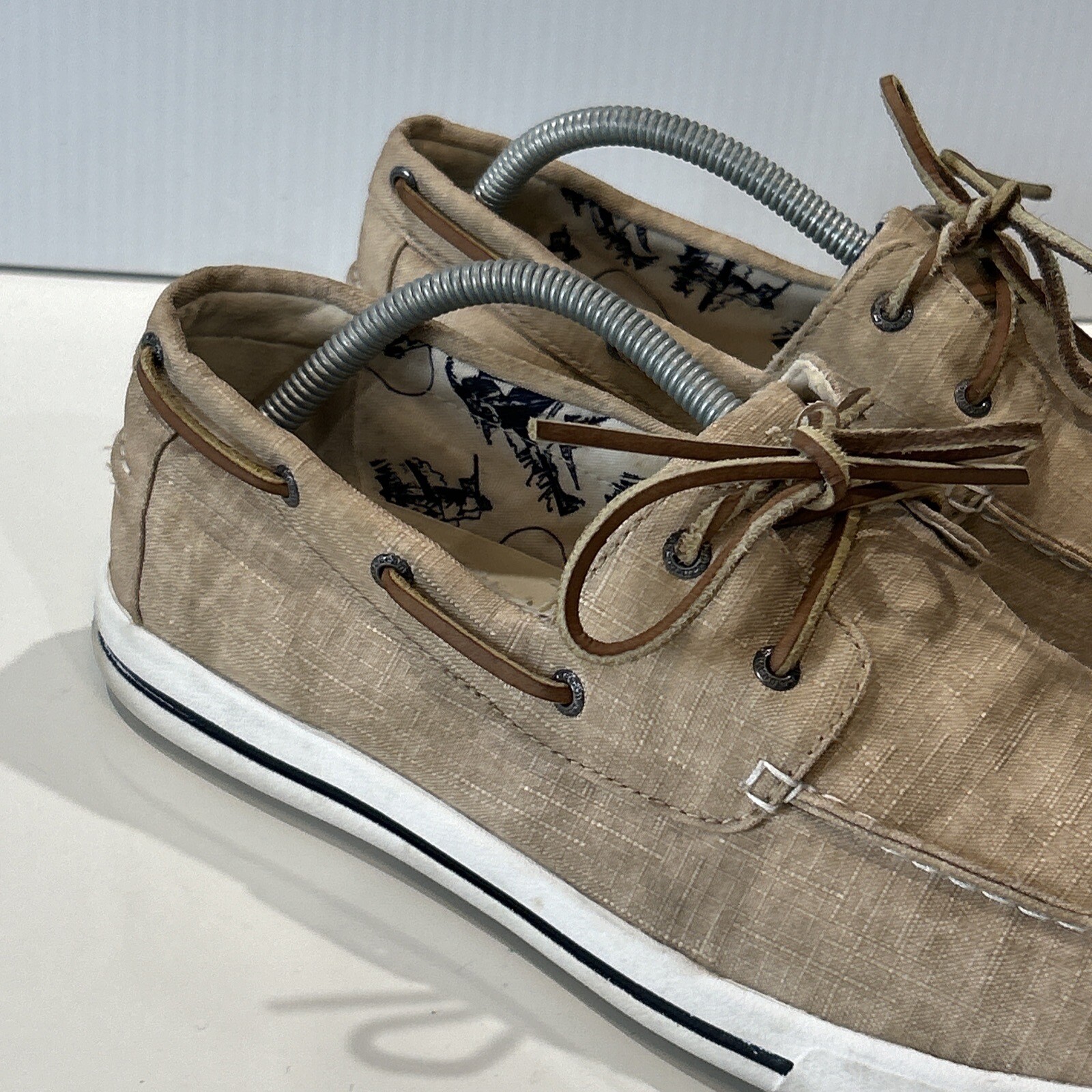 SAOLA LL BEAN Sneakers in tela lavata dal sole 2 occhielli scarpe da barca in pizzo marrone uomo 10