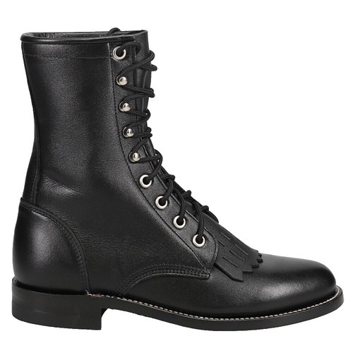 Justin Boots Black Leather Moto Combat Boots Men\'s 10.5 E made in Mexico Justin Black Leather Boots Men main image 4