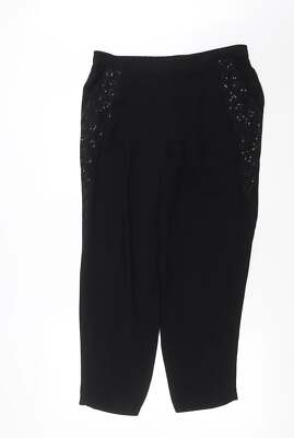 Muskatnuss Damen schwarz Polyestermischung Hose Größe 14 L27 Zoll - Perlendetail