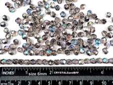 300 Preciosa Czech Glass Fire Polished Round Beads 6mm Crystal Graphite Rainbow