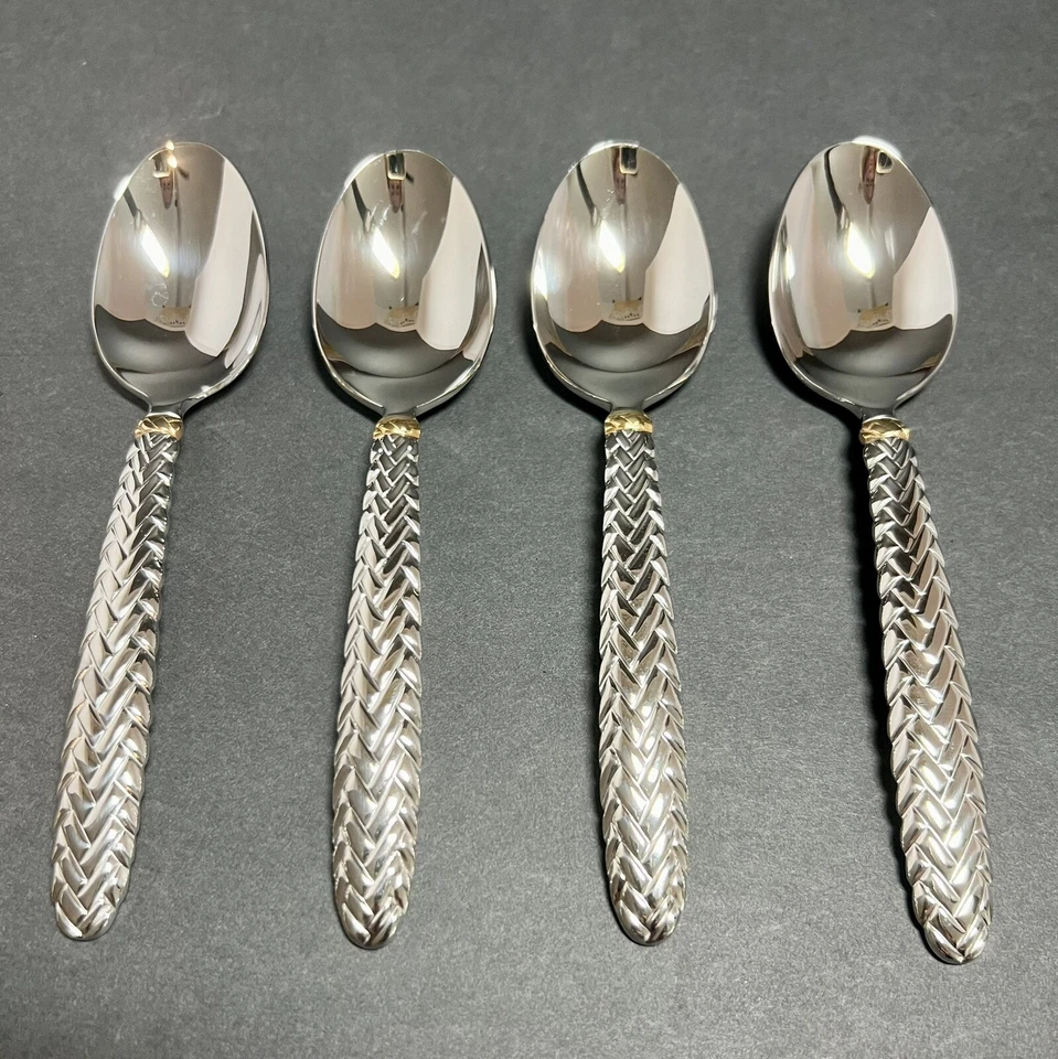 JUEGO RALPH LAUREN DORADO ECUESTRE 4 CUCHARAS SOPERAS, ACERO INOXIDABLE 18/8, COREA/JAPÓN Foto 2 de 4