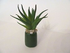 HAND ASSEMBLED / CRAFTED MINIATURE FAKE SUCCULENT IN A GREEN CERAMIC POT