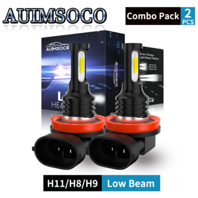 H11 LED Headlight Bulbs Low Beam Cool White 10000K Super Bright High Power Lamps