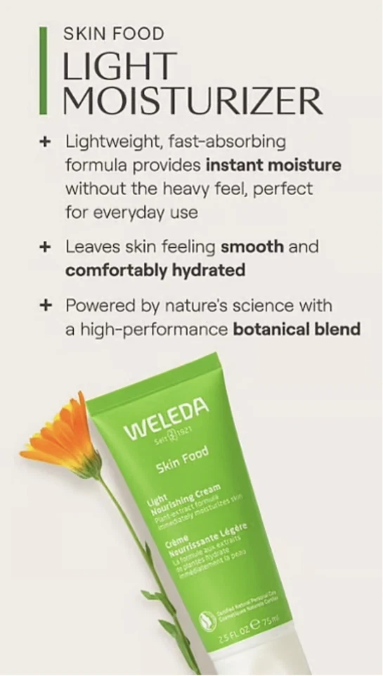 Nuevo 2X Weleda Skin Food LIGERO Crema Nutritiva 2.5 fl oz/75ml (Paquete 2) Exp 12/26 Foto 4 de 4