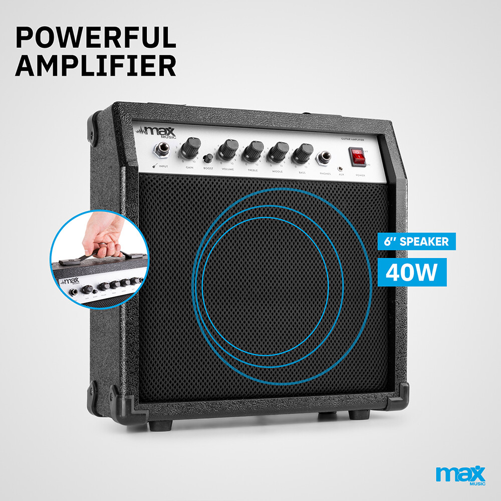 White Full Size Electric Guitar Starter Kit Set 4/4 with 40W Combo