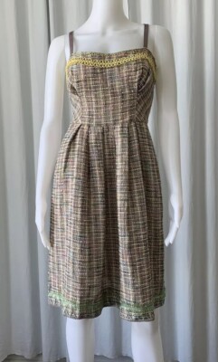 MOSCHINO ''CHEAP AND CHIC''-Pastels tweed Spaghetti Straps Dress Rubber Trims Sz 8