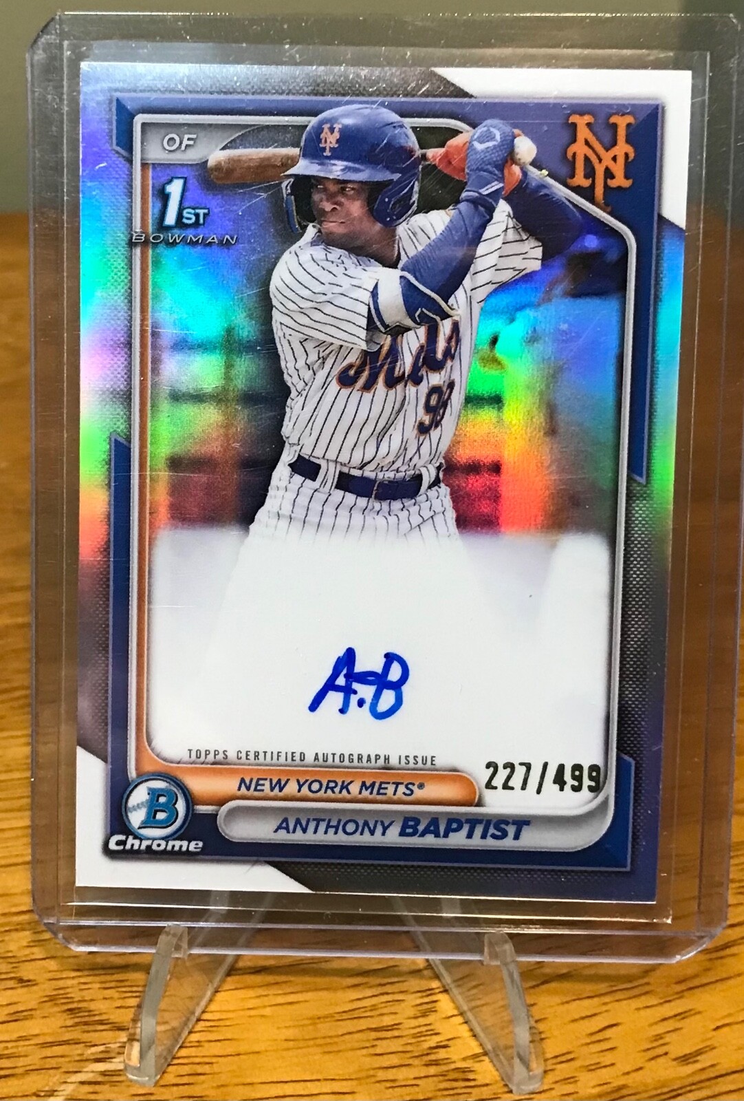 Anthony Baptist 2024 Bowman Chrome Prospect 1st Refractor 227/499 Auto NY Mets