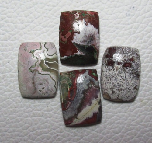 38.90 Cts Natural Crazy Lace Agate Cabochon 13 x 18 mm Baguette 4 pcs Lot H 7497 - Picture 3 of 6
