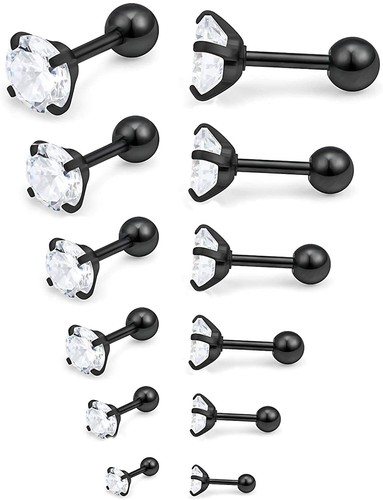 Cartilage Earrings Helix Stud Body Piercing Sleeper Crystal Ear Surgical Steel - Picture 9 of 12