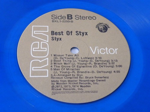 STYX 'BEST OF STYX' LP CANADA RCA VICTOR 1977 TRANSLUCENT BLUE VINYL - Picture 6 of 6