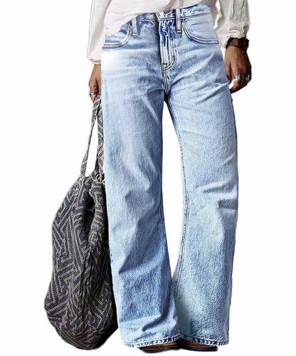 Flamingals Women’s Mid Waist Wash Straight Leg Jeans S - Picture 1 of 6