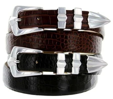 Art Deco Men's Genuine Full-Grain Cowhide Leather Designer Dress Belt