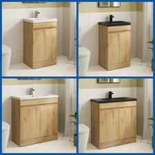 Bathroom Cloakroom Vanity Unit Basin Sink Freestanding Soft Close Modern Oak