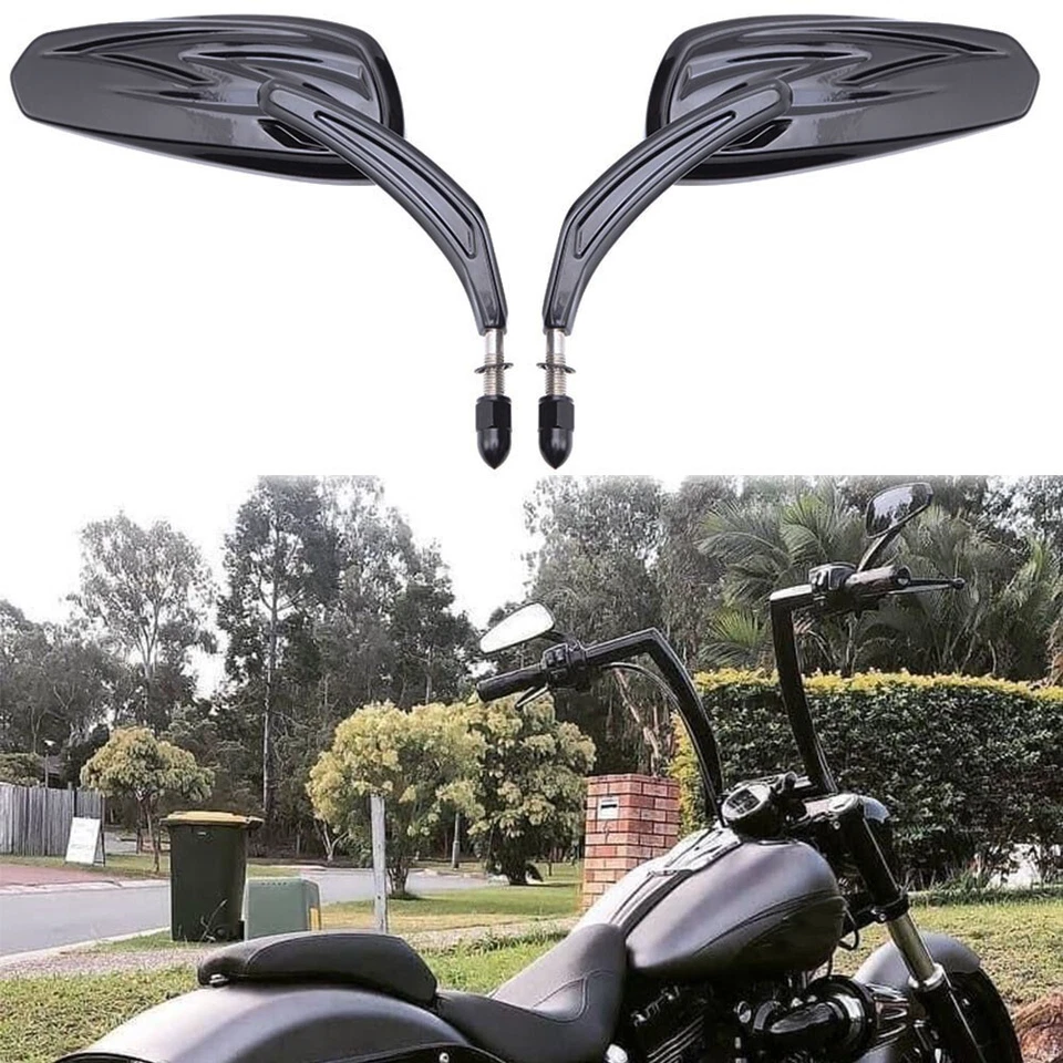 Espejo retrovisor negro vivo para motocicleta 2 piezas para Harley Davidson Heritage Softail Foto 2 de 4