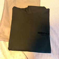 Essentials Fear of God Men's Pullover Sweatshirt Black Crewneck Logo Size L