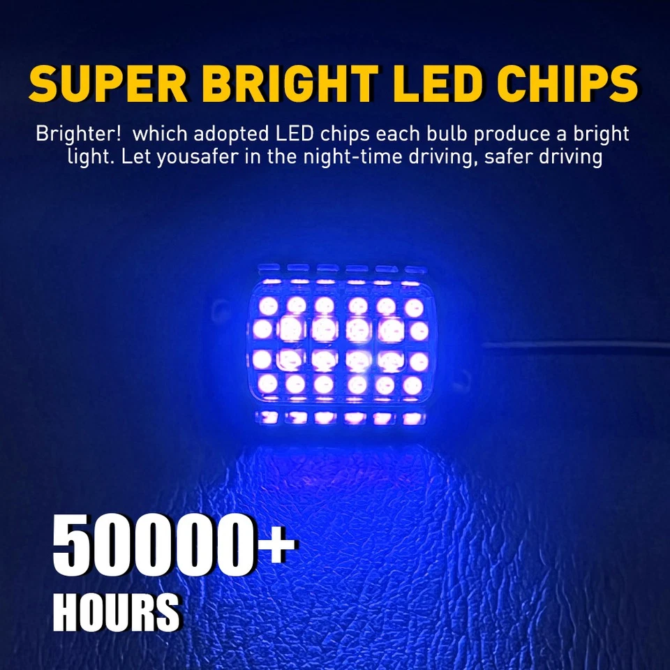 8PCS 36LED Blue Car Motorcycle Underbody Underglow Light Ambient Lamp Universal - Image 4 of 4