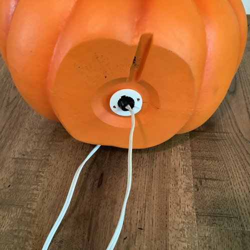 Halloween Jack O Lantern Pumpkin Blow Mold Vintage Stem Nose Lights Up 12” - Picture 4 of 6