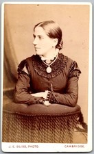 CDV Circa 1880s J.E. Bliss Lady In Dress Cambridge England
