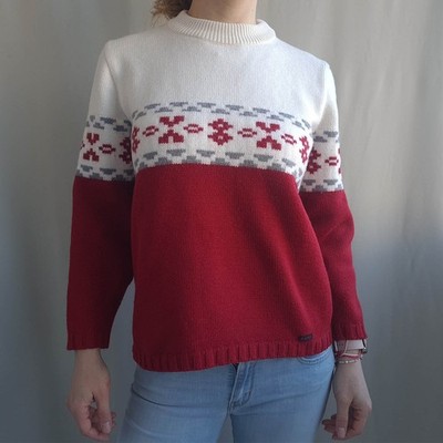 Eisbar Sport Damen Vintage Merino Wool Blend Pullover Größe S Heavyweight Pulli