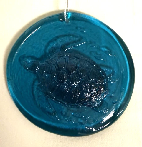 Blenko Glass Suncatcher - Sea Turtle - Cerulean