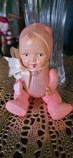 Vintage Celluloid Baby Doll Toy Figure with Blue Pants