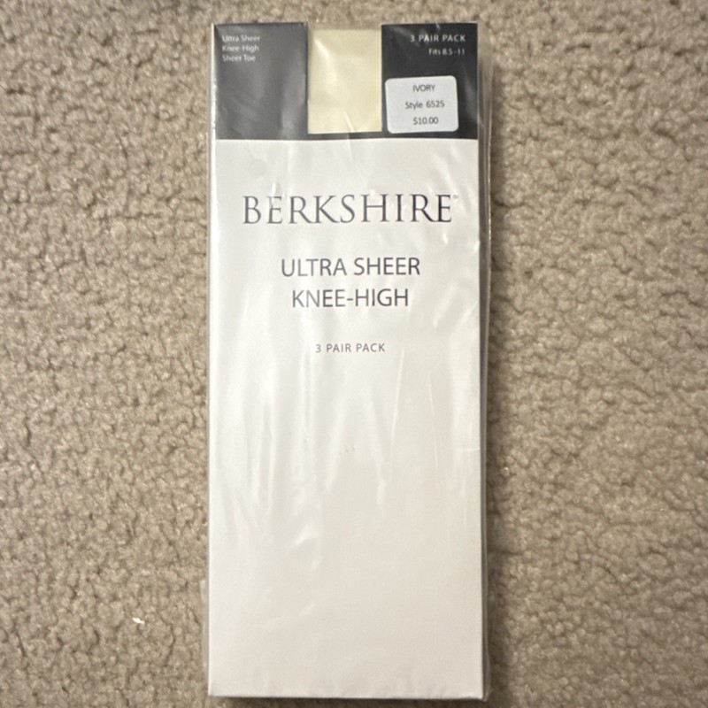 Berkshire Ultra Sheer Knee-High Pantyhose Ivory Sheer Toe 3 Pair Pack