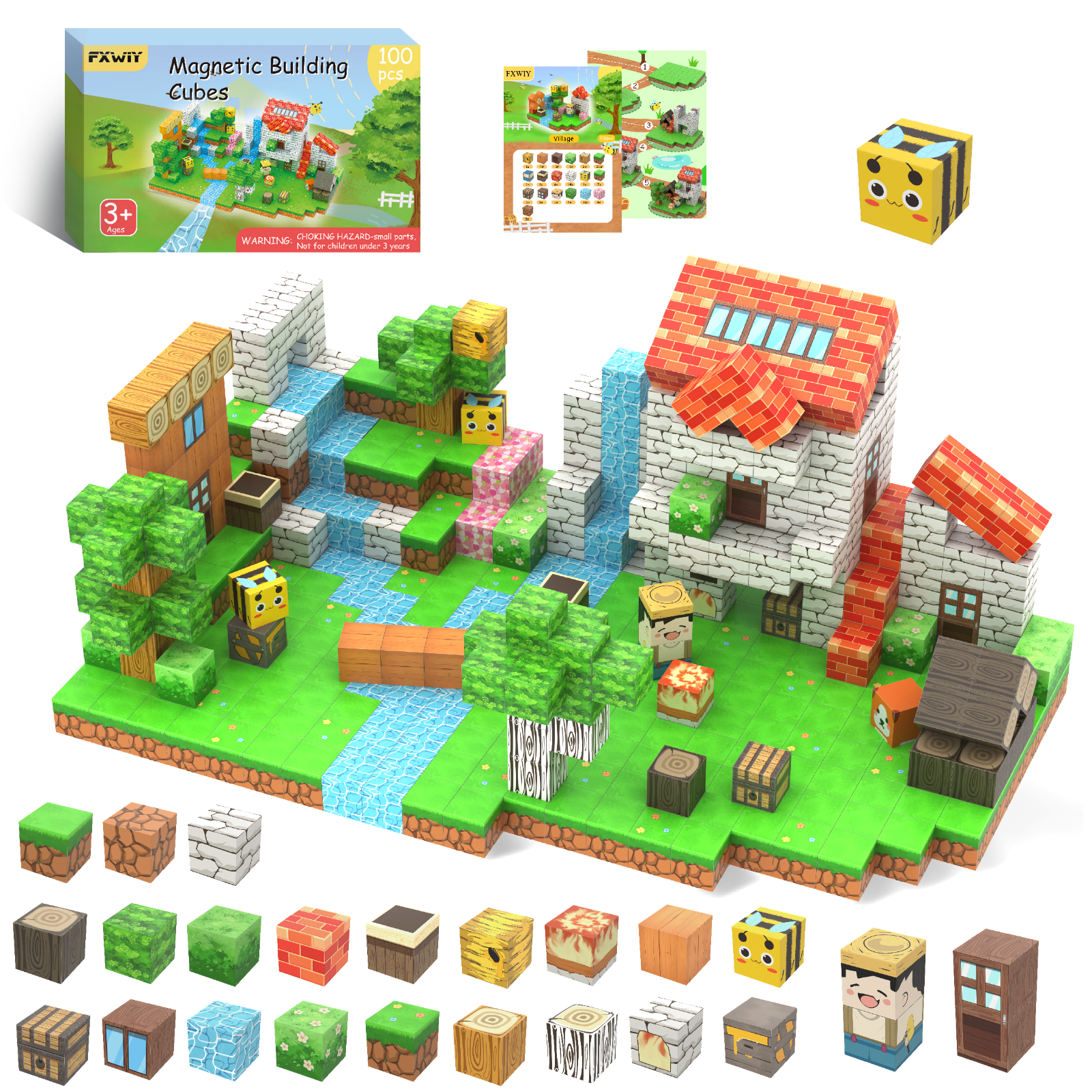 Magnetic Building Blocks Tiles Set Construction Toys STEM Educational Kids Gift