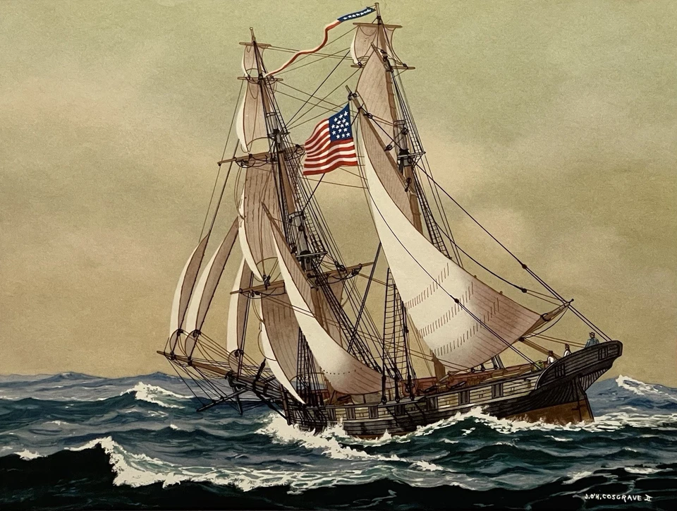 Vintage John O'Hara Cosgrove "Brigantine Prince de Neufchatel, 1812" Lithograph - Image 4 of 4