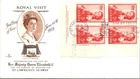 Canada FDC 1959 HM QEII Royal Visit / Rosecraft Ottawa Ont - Plt Blk Of 4 J37427