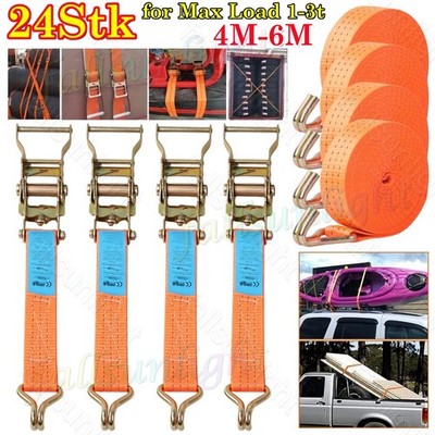 24X Spanngurte mit Ratsche und Haken 4-6m Zurrgurte TÜV GS zweiteilig 800-3000kg
