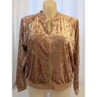 Bomber Jacket 1X Blush Pink Crushed Velvet Zip Up Plus Size Top Paper + Tee Coat