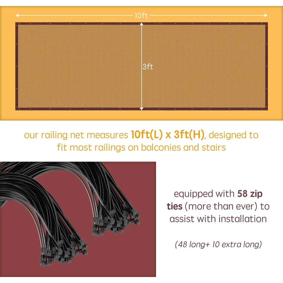 Protetor de banister para bebê - 10 pés x 3 pés, rede de segurança infantil, à prova de corrimão de escada M... - Imagem 4 de 4