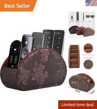 Leather Remote Control Holder TV Remote Caddy Store Box, Bedside Table Organi...