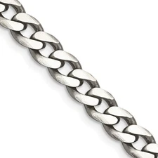 Sterling Silver Antiqued 6.5mm Curb Chain Necklace
