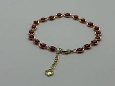 Gold-Plated Red Evil Eye Link Bracelet   Protective Talisman Charm