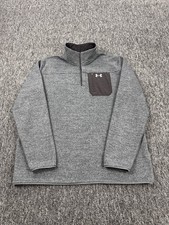 Under Armour Sweatshirt Men 2XL ColdGear Heather Gray Fleece 1/4 Snap Pullover