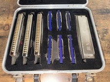 Vintage Harmonica Lot Hohner Chromonika III Echo Johnson Blues King w/ Hard Case