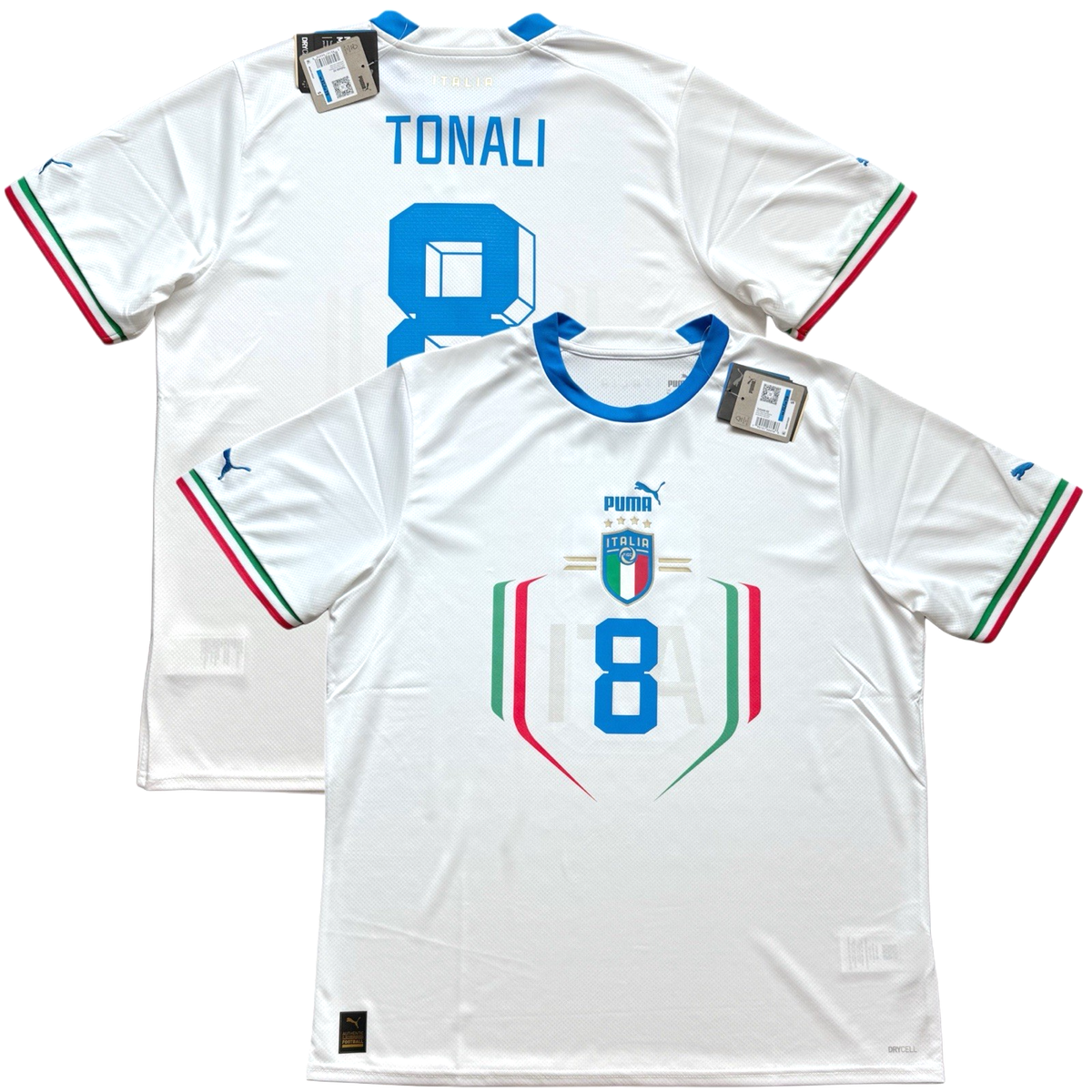 2022 Italy Away Jersey #8 Tonali XL Puma Soccer White kit | eBay